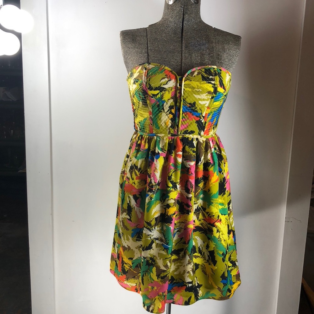 MM Couture Multicolored bandeau Strapless Dress